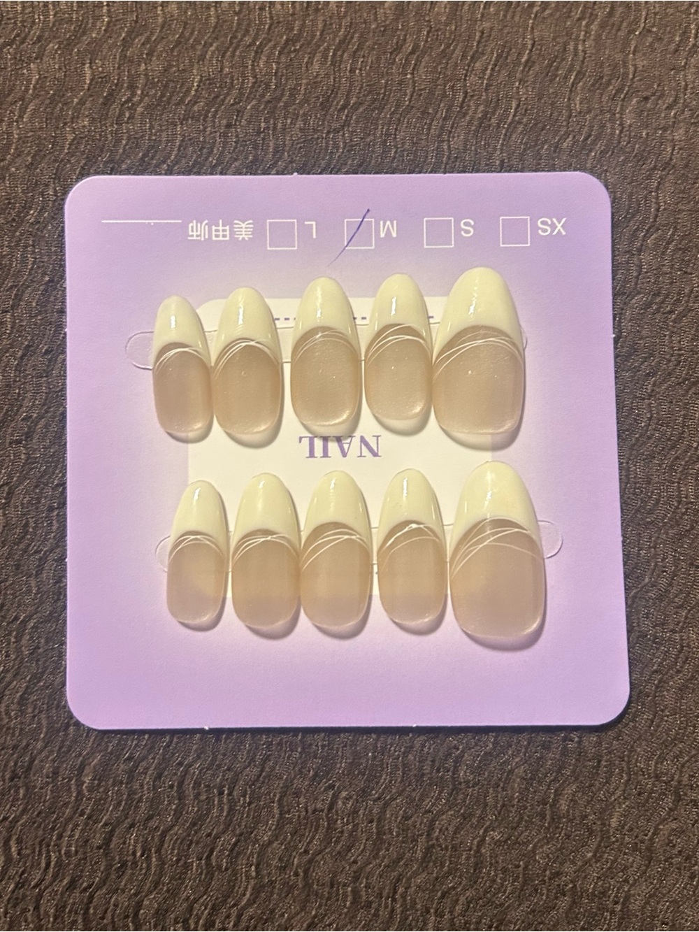 Beige Press-On Nail Set with white French design
